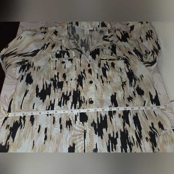 Style & Co Abstract 100% Linen Button Tunic size 10 Belt Missing Summer Vacation - Picture 5 of 9